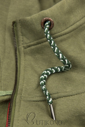 Army zelená prodloužená mikina na zip