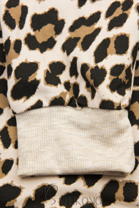Béžové maxi šaty s leopardím vzorem