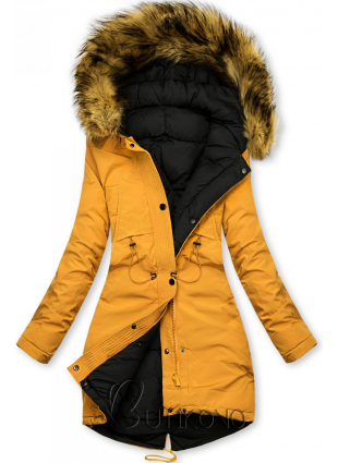 Žluto-černá oboustranná zimní bunda