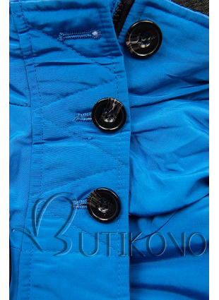 Kobaltově modrá zimní bunda s vysokým límcem