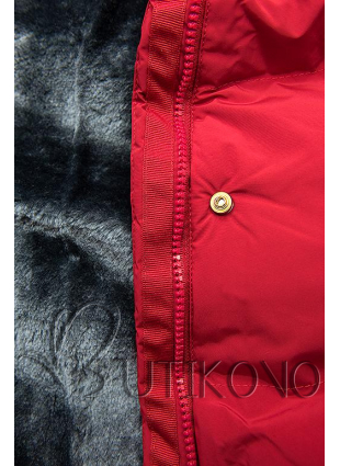 Červená zimní bunda s plyšovou podšívkou