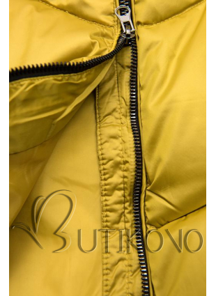Prošívaná zimní bunda hořčicově žlutá