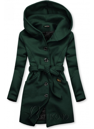 Zelený kabát s kapucí