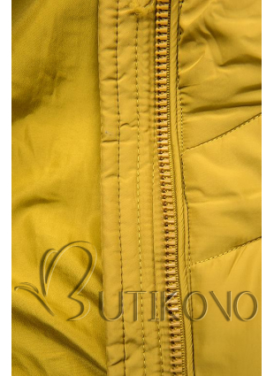 Hořčicově žlutá prodloužená bunda s páskem