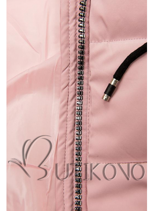 Růžová prošívaná bunda s kapucí