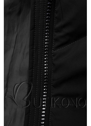 Černá zimní bunda s černými detaily
