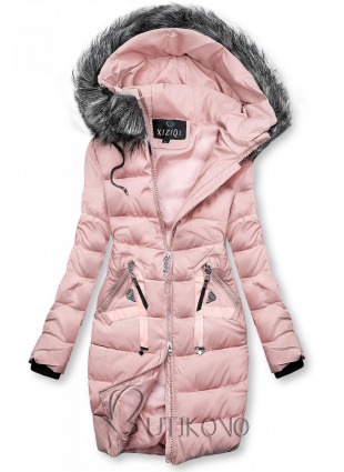 Zimní prošívaná bunda růžová