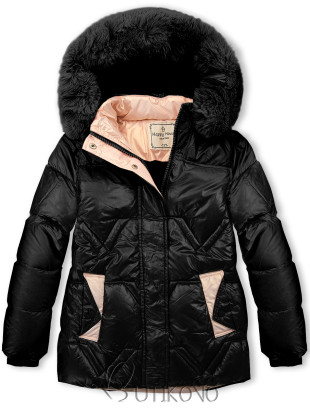 Černá dětská bunda s odnímatelnou kapucí