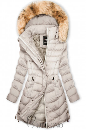 Béžová zimní bunda s odepínatelnou kapucí