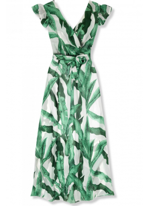 Zeleno-bílé letní maxi šaty