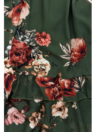 Khaki květinové šaty