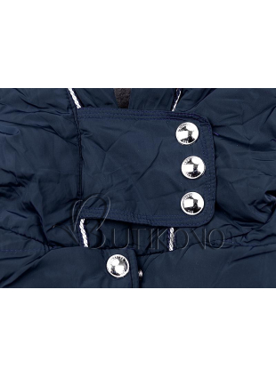 Tmavě modrá prošívaná bunda s kapucí