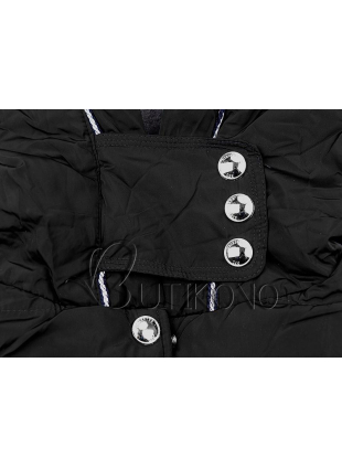 Černá prošívaná bunda s kapucí