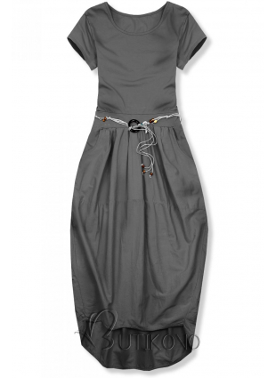 Tmavě šedé midi šaty v basic stylu