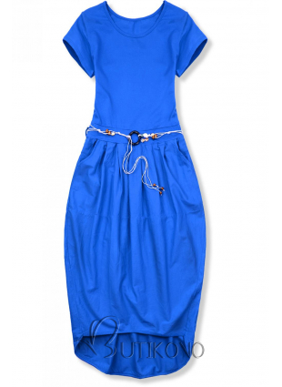 Kobalotvě modré midi šaty v basic stylu