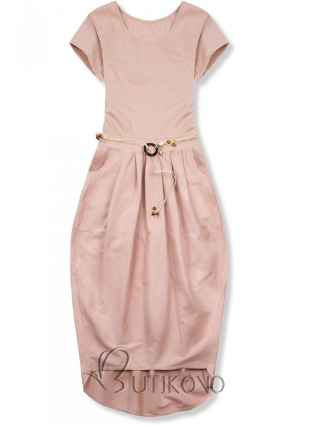 Světle růžové midi šaty v basic stylu