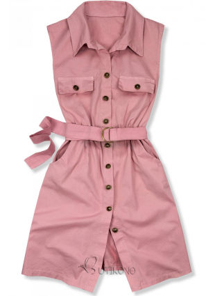 Růžové šaty s páskem