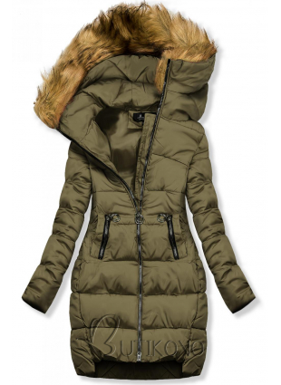 Khaki zimní bunda s kapucí