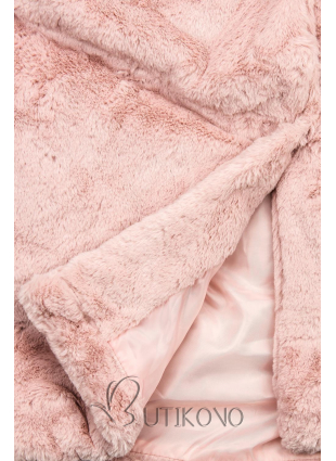 Růžový teddy kabát