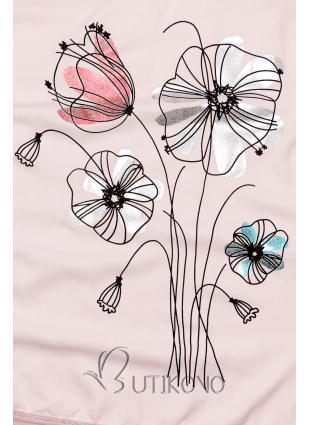 Světle růžové tričko s potiskem květů