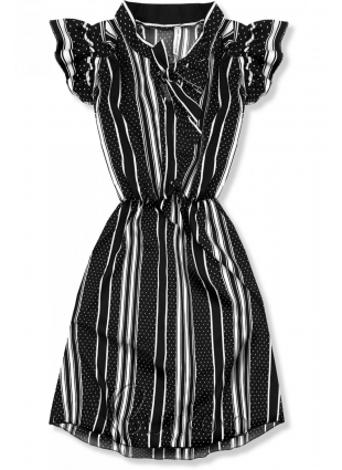 Černo-bílé pruhované šaty s mašlí