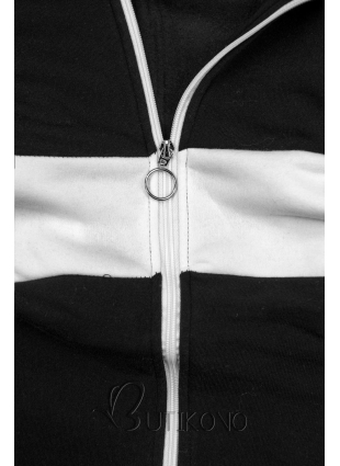 Černo-bílá dlouhá mikina na zip