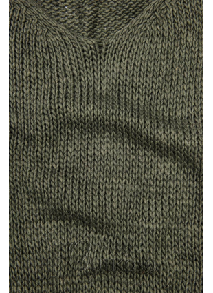 Khaki pletený pulovr