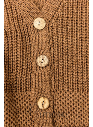 Hnědý pletený svetr na knoflíky