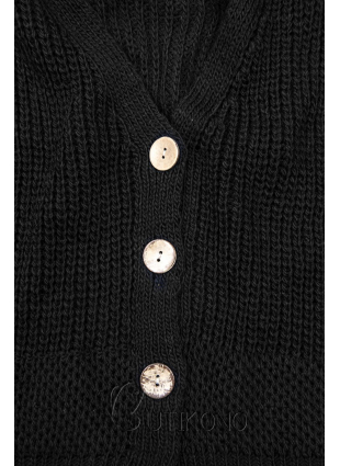 Černý pletený svetr na knoflíky