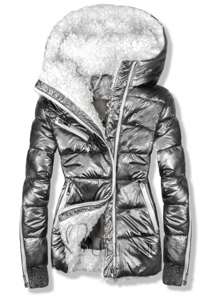 Stříbrná metalická zimní bunda