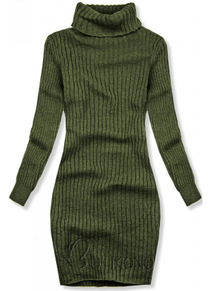 Zelené pletené rolákové šaty