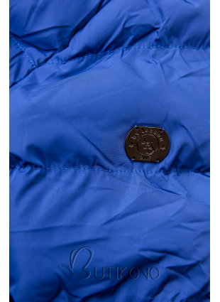 Modrá zimní prošívaná bunda s plyšem