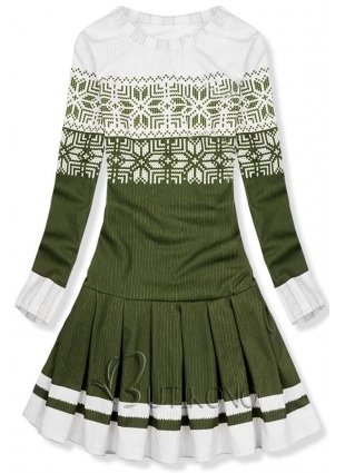 Zelené šaty se zimním motivem