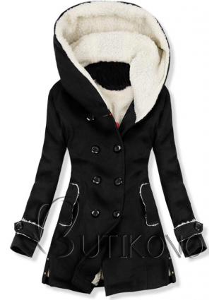 Zimní kabát s kožešinovou podšívkou černý