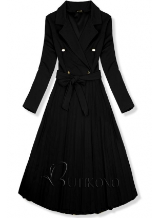 Černé dlouhé šaty se skládanou sukní