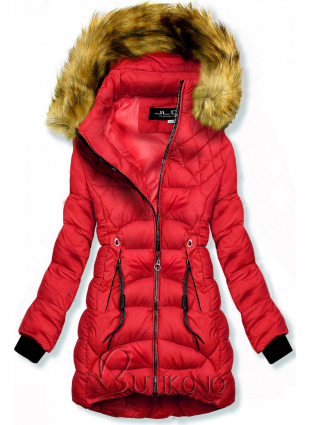 Červená zimní bunda s prošíváním