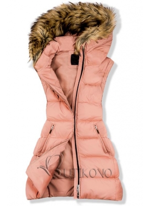Meruňkovo růžová zimní bunda/vesta
