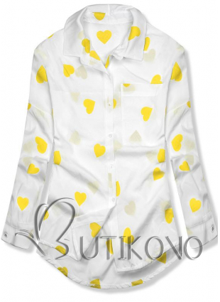 Bílo-žlutá košile se srdíčky
