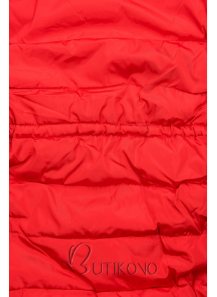 Červená zimní bunda s prodlouženými rukávy
