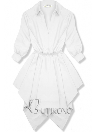 Bílé košilové šaty s asymetrickou sukní