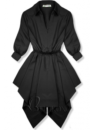 Černé košilové šaty s asymetrickou sukní
