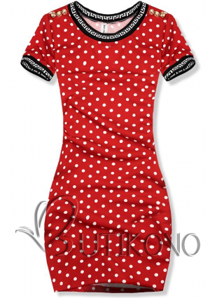 Červeno-bílé puntíkované šaty