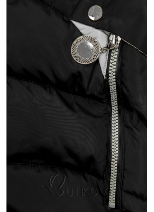 Černá prodloužená bunda s kapucí