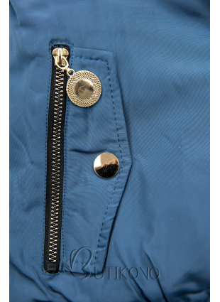 Jeans modrá zimní oboustranná bomber bunda