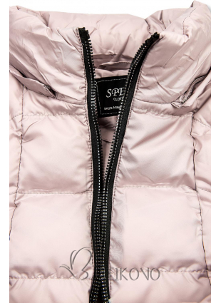 Růžová prodloužená zimní bunda/vesta