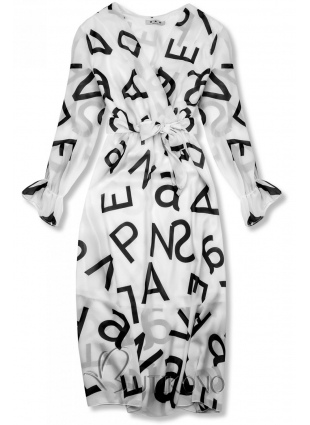 Bílé midi šaty s potiskem písmen