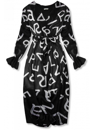 Černé midi šaty s potiskem písmen