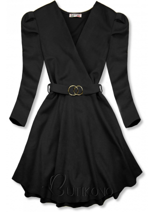 Černé šaty s nabíranými rukávy