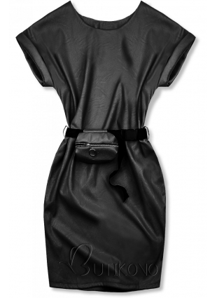 Černé koženkové šaty