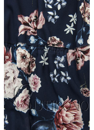 Květinové midi šaty tmavě modré